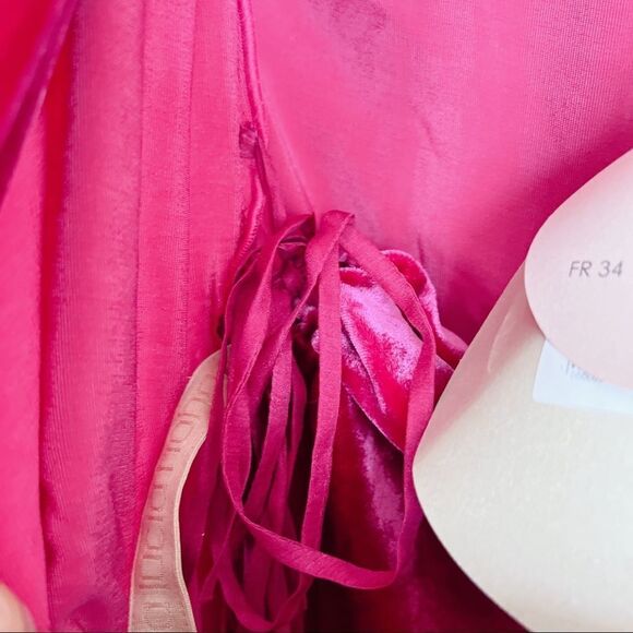 Maria Lucia Hohan Nola silk blend Dress Fuchsia Pink Velvet Size 34 - Picture 10 of 12